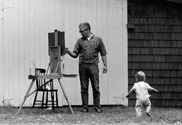 Al Blaustein landscape painting at the Skowhegan School, Summer, 1969.<br />
Photo: Lotte Blaustein Al Blaustein
